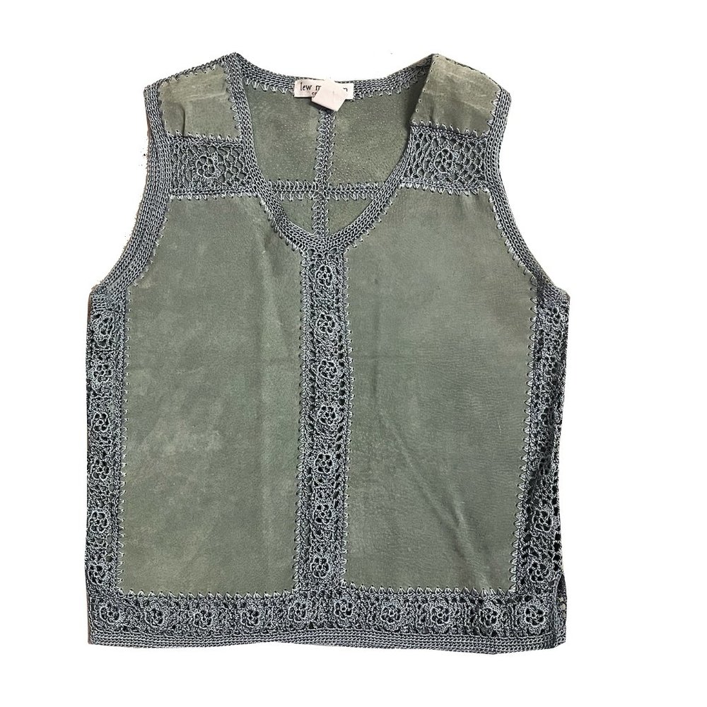 Vintage Lew Magram suede crochet blouse Size M